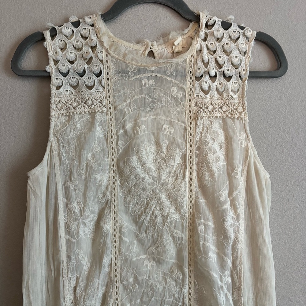 Cream lace crochet boho maxi dress - Picture 2 of 7